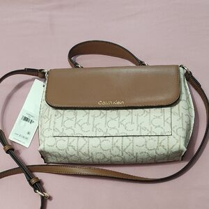 Calvin Klein Tan and Cream Crossbody Bag